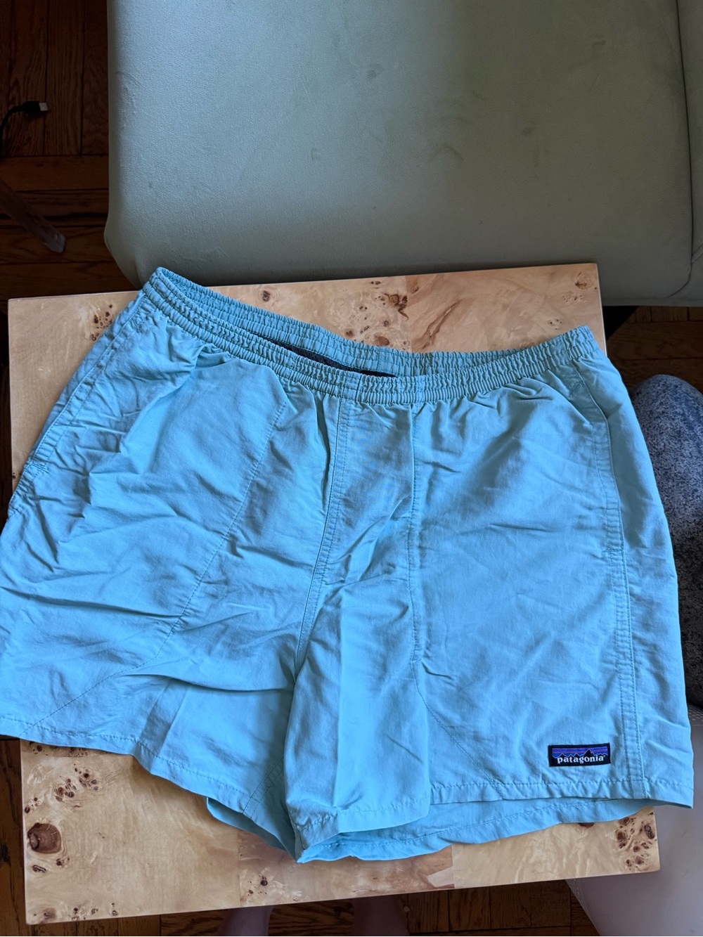 Patagonia Light Blue Elastic-Waist Athletic Shorts